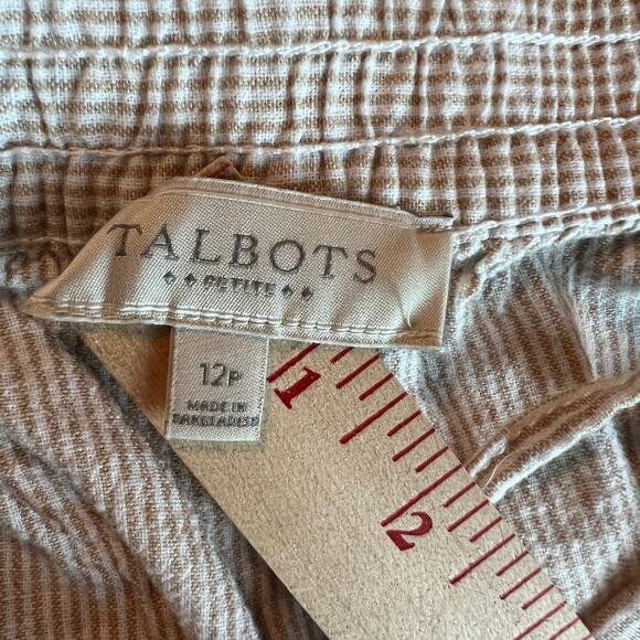 Preppy Classic Linen Cotton Beige Pinstriped Talbots Petite Heritage Pants 12P - Picture 6 of 11